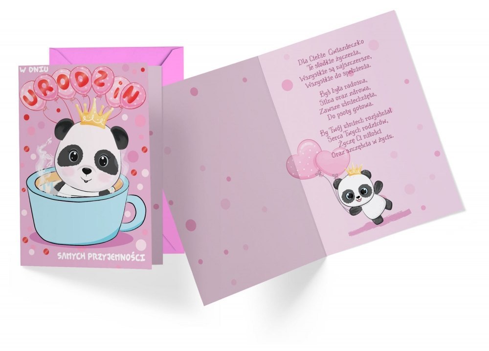 B6 BOLETO DE CUMPLEAÑOS CON KOP PANDA KUKART PR-411 PASSION CARDS - CARDS